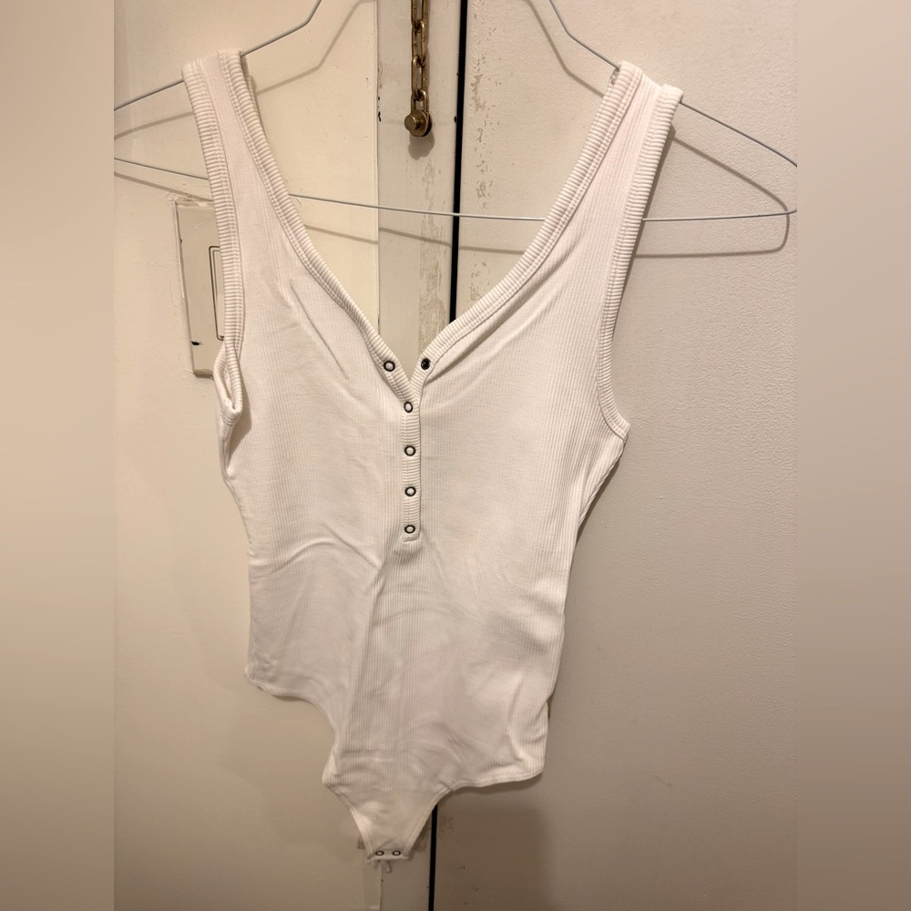 Abercrombie White Button Bodysuit Tank